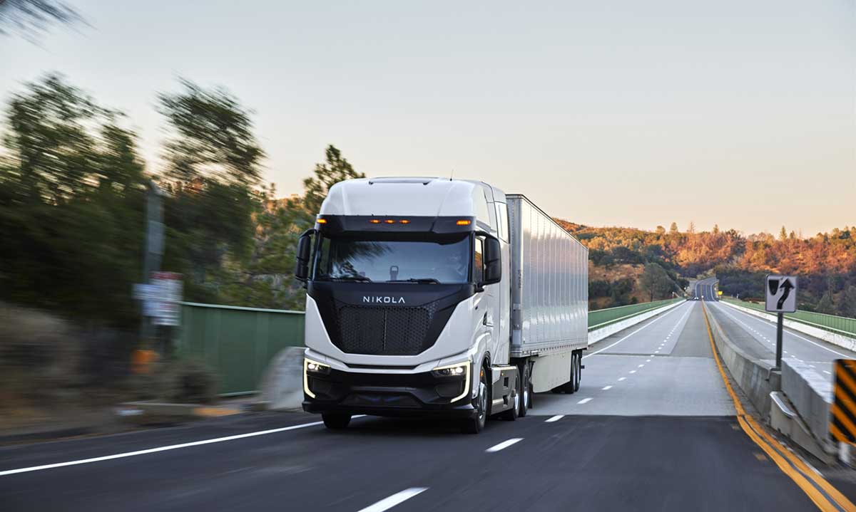 Nikola FCEV traveling down freeway