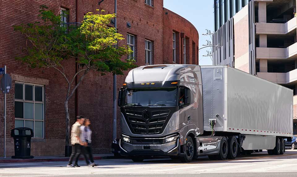 nikola truck parked in urban area